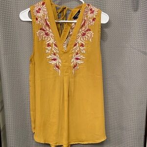 L Vici boho Mustard Embroidered Blouse